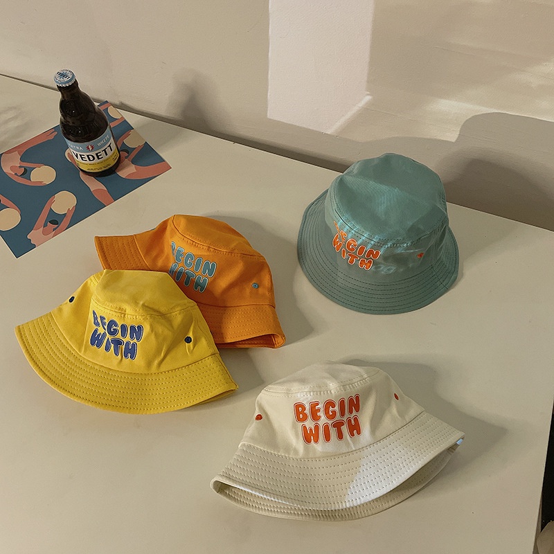 Mũ Tai Bèo Vành Rộng Chống Gió In Chữ Phong Cách Hàn Quốc Cho Bé