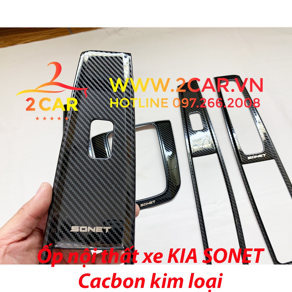 Ốp nội thất CARBON xe Kia SONET 2021-2022, vân CARBON kim loại cao cấp