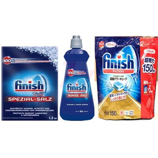 Combo xà phòng rửa bát Finish ( viên rửa 150+ Muối rửa 1,2kg+ Nước bóng Finish 400ml )