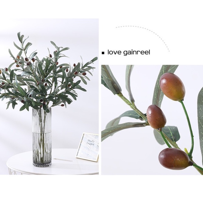 Mô phỏng cây xanh cây ô liu cành ô liu 4 nĩa trái cây cành ô liu giả chi nhánh cưới nhà chụp ảnh đạo cụ cắm hoa trang trí gỗ