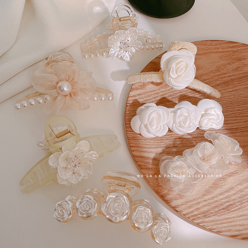 Kẹp Tóc Trong Suốt Đính Hoa Thời Trang Cho Nữ