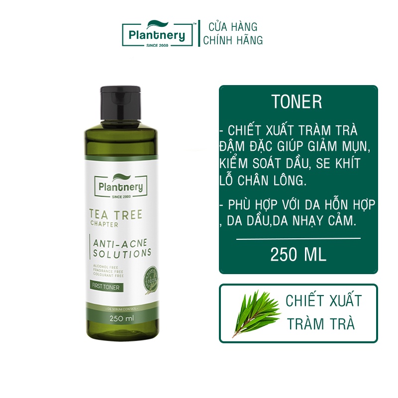 Toner giảm mụn kiểm soát dầu se khít lỗ chân lông chiết xuất tràm trà Plantnery Tea Tree First Toner 250 ml