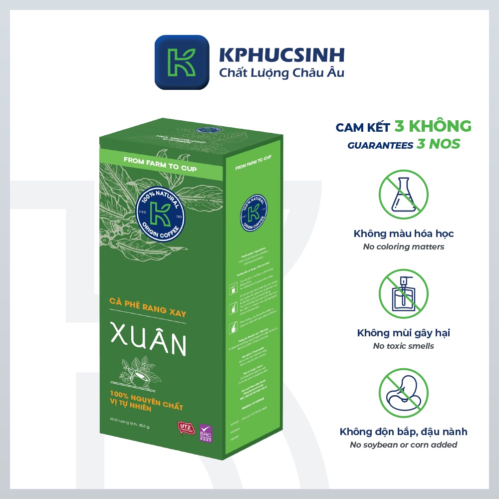 Combo 2 hộp cà phê rang xay xuất khẩu Xuân 454g/hộp KPHUCSINH - Hàng Chính Hãng