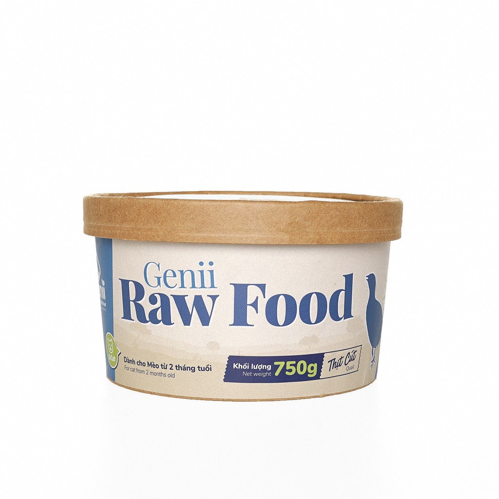 Genii Raw Food - thức ăn tươi cho mèo thịt chim cút 750g