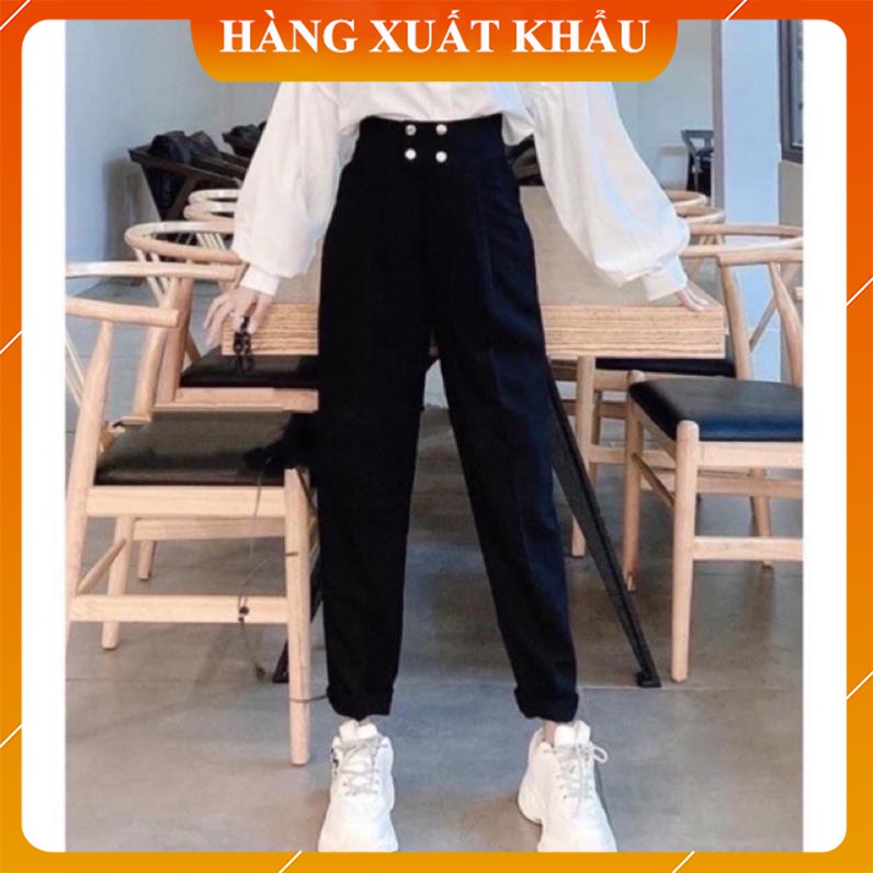 Quần baggy nữ 4 cúc cạp cao mẫu mới - Quần baggy 4 khuy siêu sang lên dáng cực đẹp