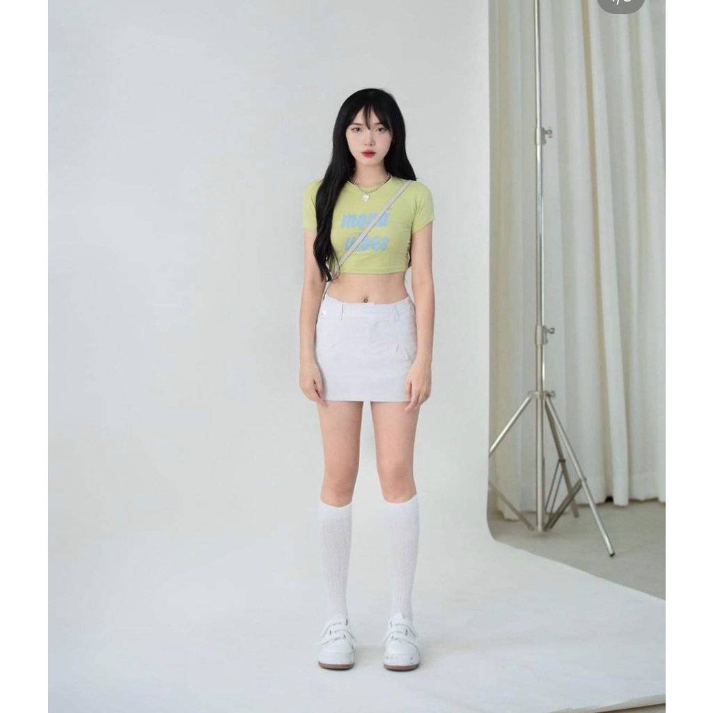 Áo thun croptop Mona Vibes ôm body N alohashop91