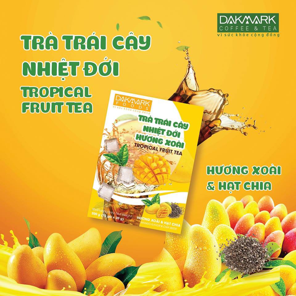 Trà trái cây vị Xoài DakMark - Trà trái cây hòa tan cùng hạt chia