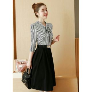 Đầm xòe phối sọc kèm nịt cực hót bao sang siêu hot /-heart