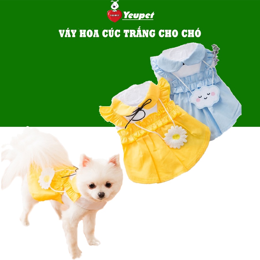 Váy áo cho mèo chó nhỏ có thêu hình bông cúc dễ thương chất mát mùa hè sang chảnh, dễ thương YEUPET