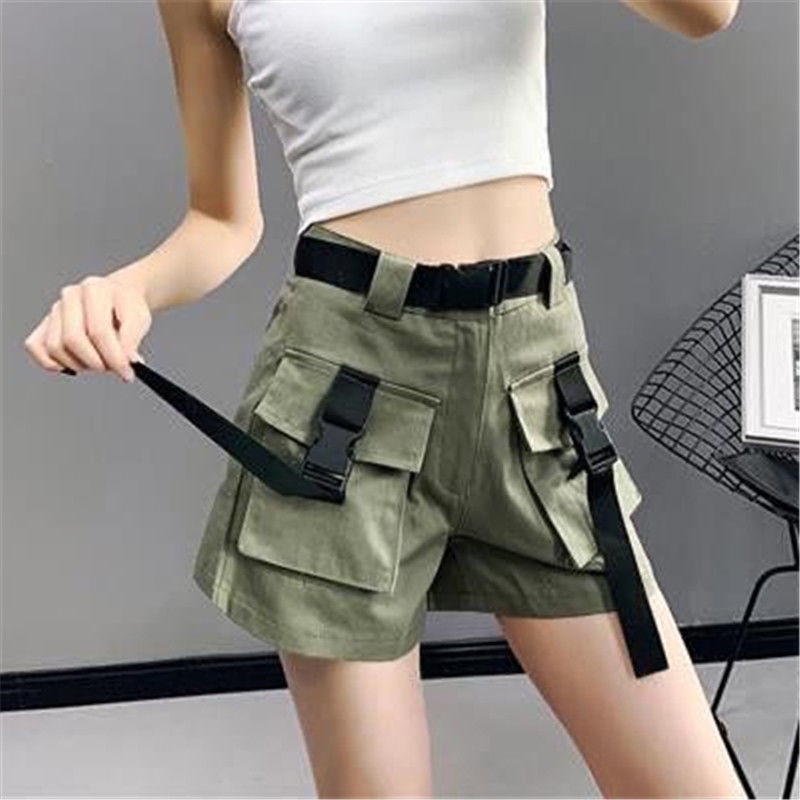 Jiashucheng Quần Short Cotton Nguyên Chất Dáng Chữ A Ống Rộng Lưng Cao Dễ Phối Đồ Thời Trang Mùa Hè Cho Nữ