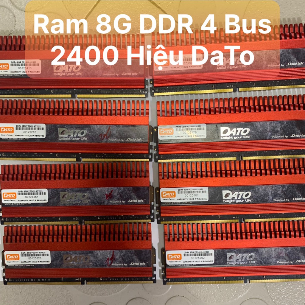 DDR4 Ram 8G - Bus 2400 Hiệu Dato Tản Nhiệt Thép Tản To Màu Đỏ - Vi Tính Bắc Hải thumbnail