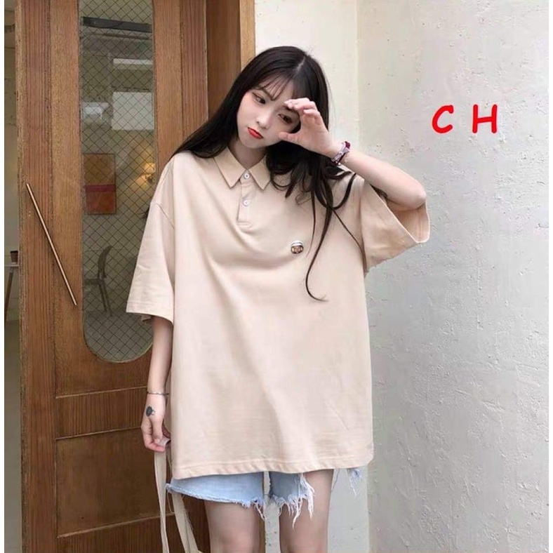 Áo polo lô gô cún cotton CH12