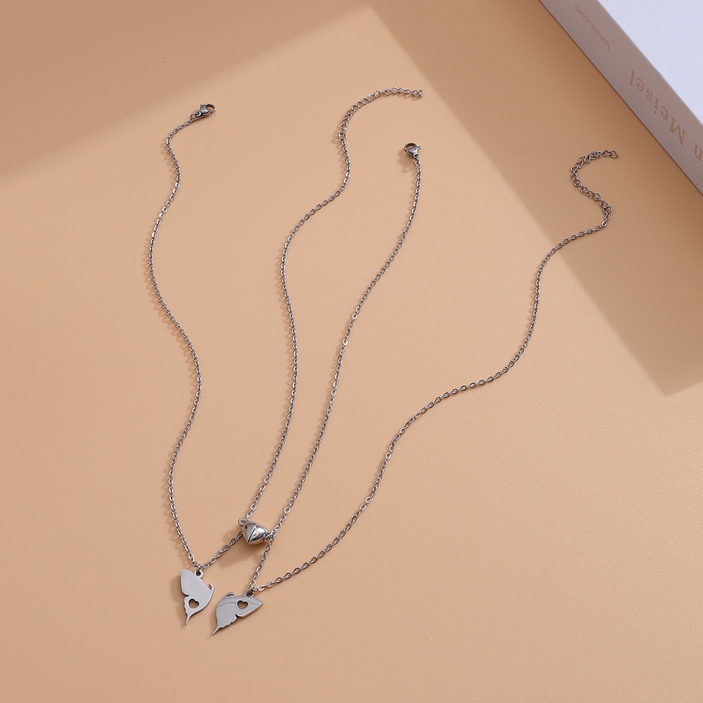 1 Cặp Vòng cổ Chuỗi Hạt Nam Châm Mặt Hình Trái Tim/Bướm Cổ Điển Thời Trang Dành Cho Cặp Đôi