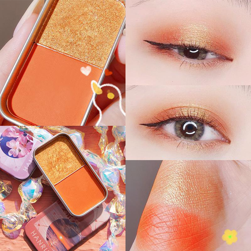 (Hàng Mới Về) Eye makeup Two-color Eyeshadow powder sparkling eyeshadow shade Makeup Beauty Matte sequins High gloss cosmetics Portable | BigBuy360 - bigbuy360.vn