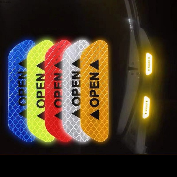 Bộ 4 Miếng Dán Phản Quang OPEN Cảnh Báo An Toàn Xe Ô Tô