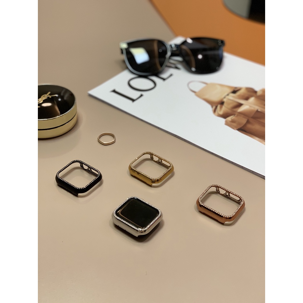 Ốp Bảo Vệ Màn Hình Apple Watch Đính Đá Không Rỉ Chống Va Đập Trầy Xước Bể Vỡ Màn Hình 38mm 42mm 40mm 44mm
