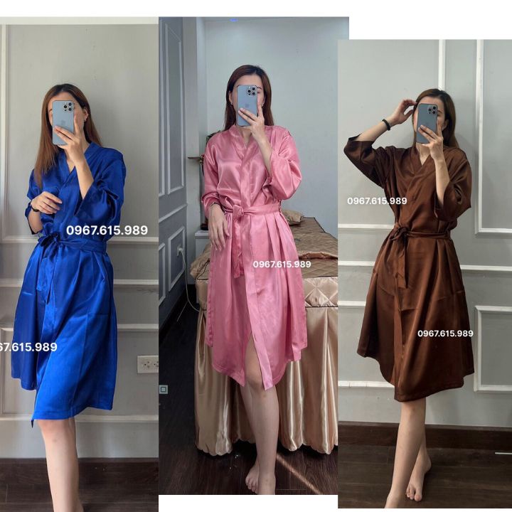 Áo choàng lụa spa, áo choàng make up chất phi lụa ĐẸP, mát, mềm mại