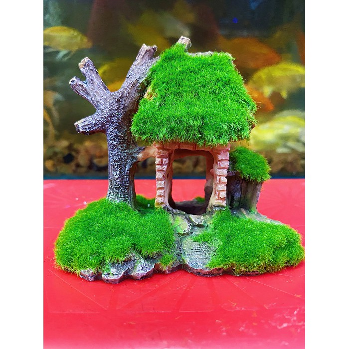 CỔNG NHÀ CÂY PHỦ RÊU TRANG TRÍ HỒ CÁ NON BỘ 11X7X12CM