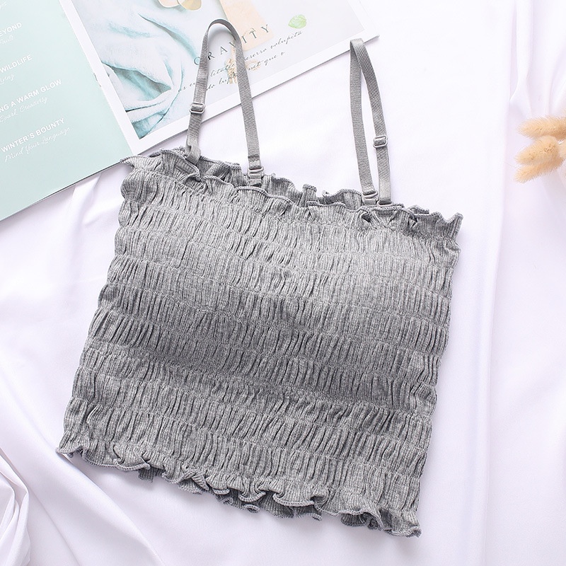 Áo bra ren nữ 2 dây nhún dáng dài phong cách áo croptop cực xinh DOPICO B6843