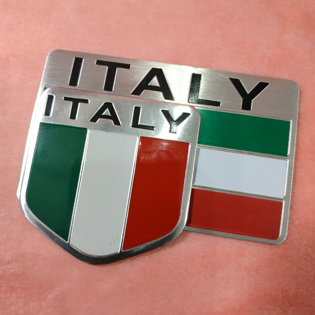Tem Nhôm - Logo hình lá cờ nước Ý ITALY trang trí xe