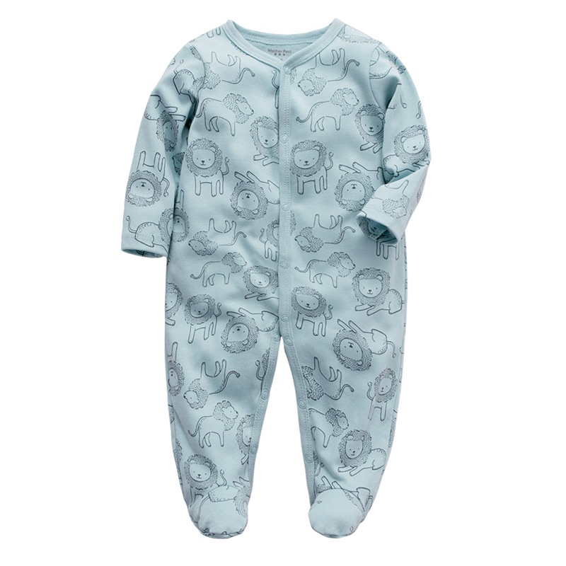 Áo Liền Quần Tay Dài Bằng Cotton Cho Bé Sơ Sinh 0-12 Tháng Tuổi