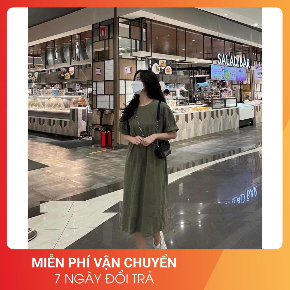 Đầm Vintage Rêu Và Đỏ Dáng Suông 24AP Nữ [FREESHIP] 🌸 Váy cộc tay lỡ thun form rộng đẹp bánh bèo cá tính Ulzzang 🌸 | BigBuy360 - bigbuy360.vn