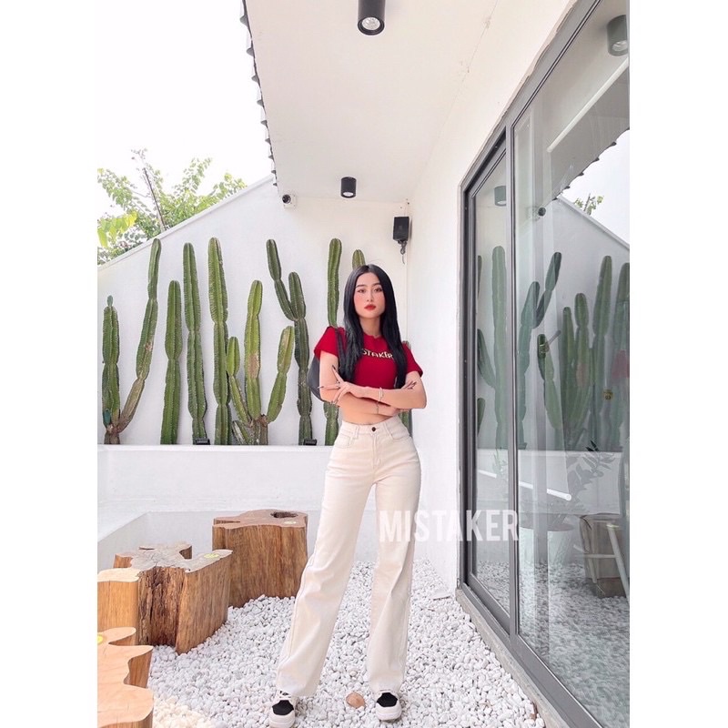 Quần ống suông màu be