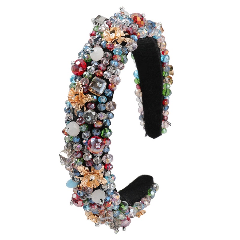 Băng Đô Cài Tóc Bản Rộng Đính Hạt Pha Lê Giả Phong Cách Vintage Cho Nữ