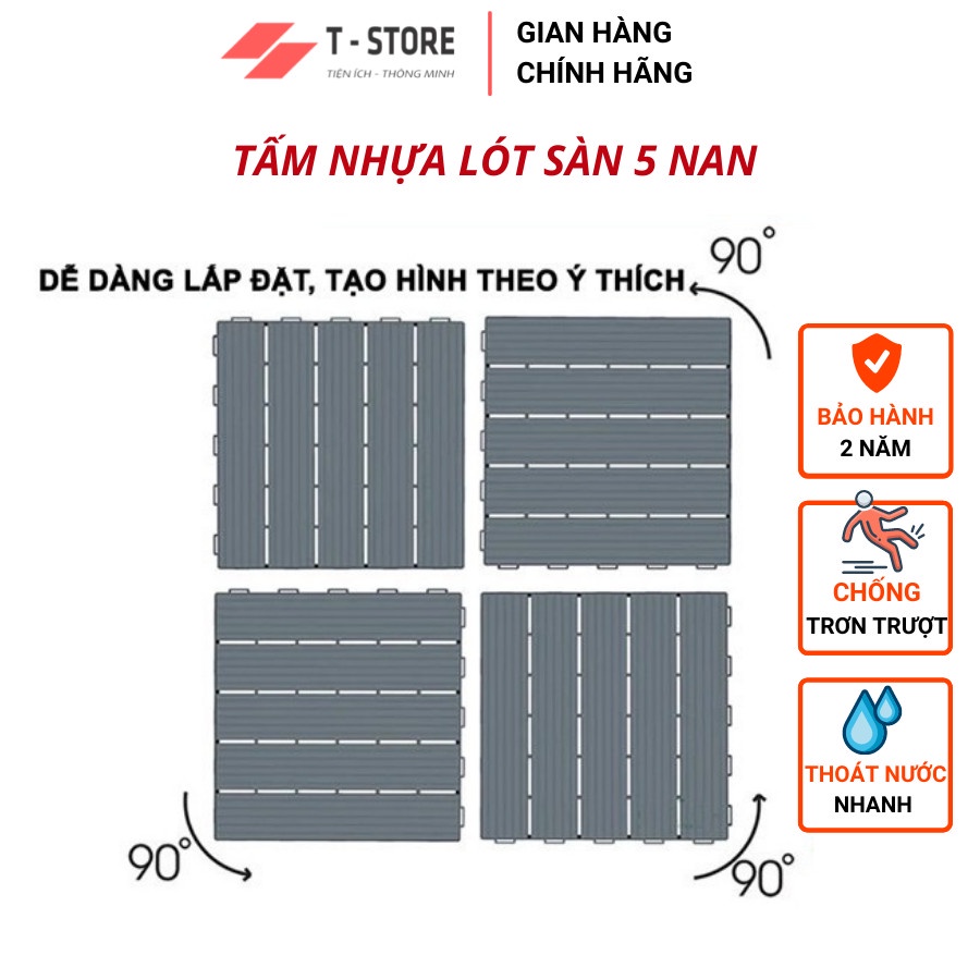 Tấm nhựa lót sàn ban công SIENNA-  Loại mới chống trơn trượt bể bơi, sân vườn, sân thượng, nhà tắm