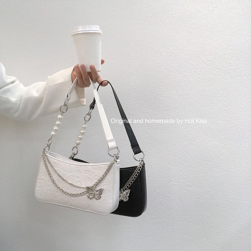 Túi xách nữ túi kẹp nách da kèm phụ kiện dây xích cánh bướm 1999store_official