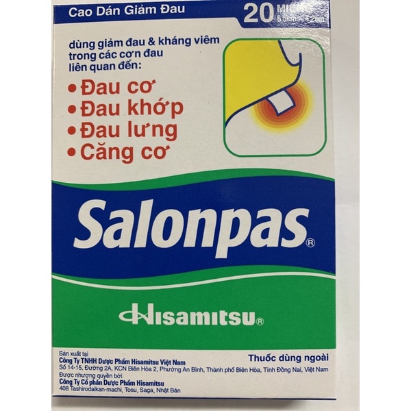 Cao dán Salonpas 20miếng và hộp 10 miếng