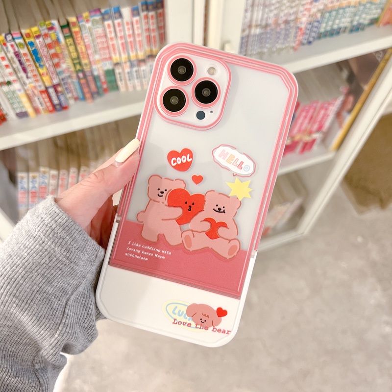 Ốp Điện Thoại Kèm Giá Đỡ Tàng Hình Họa Tiết Hoạt Hình Dễ Thương Cho iphone 14 / 13Pro 12 / xs / 6 / 7 / 8PLUS