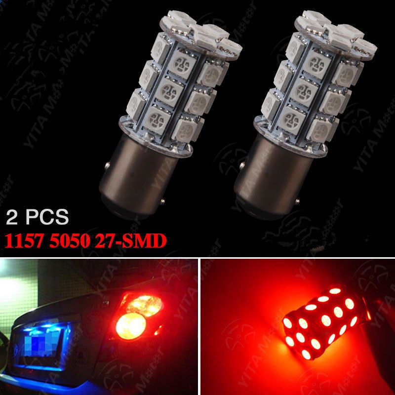Bộ 2 Đèn LED Tín Hiệu 1156 P21W BA15S 1141 27 SMD 5050 12V 24V 1157 BAY15D P21 / 5W BAU15S PY21W Chất Lượng Cao