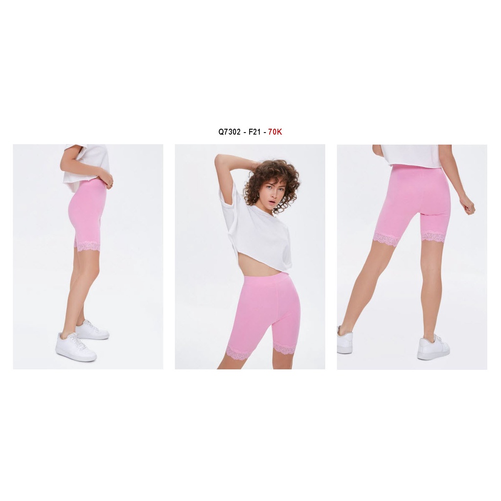 Q7302 - Quần short thun lửng F21 phối ren lai,trơn