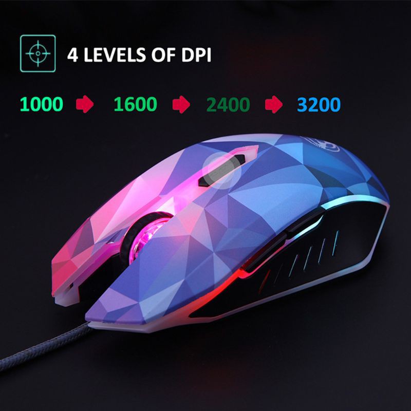 Chuột Gaming Rxsix Có Dây Đính Kim Cương Cho Máy Tính