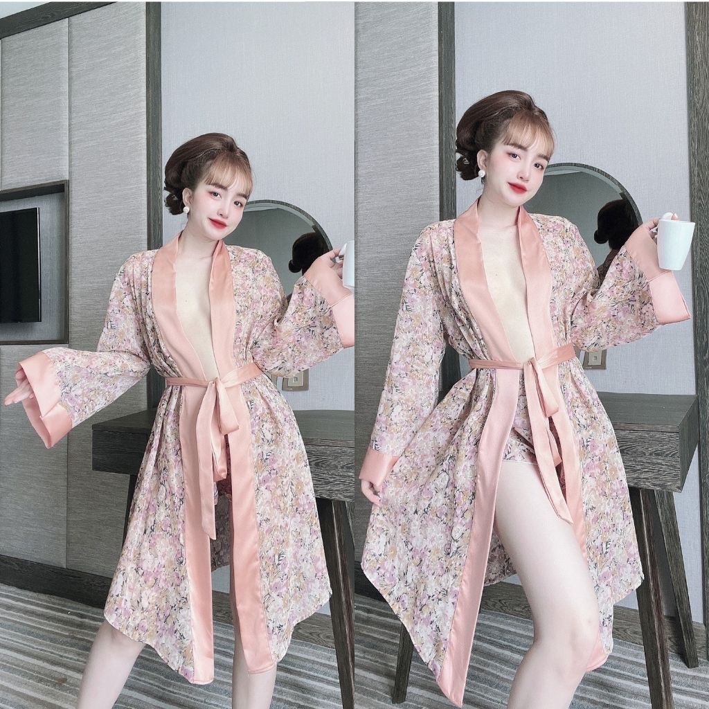 Áo choàng ngủ ❣️FREE SHIP❣️ Áo choàng tay dài tiểu thư vải lụa tơ mềm mượt