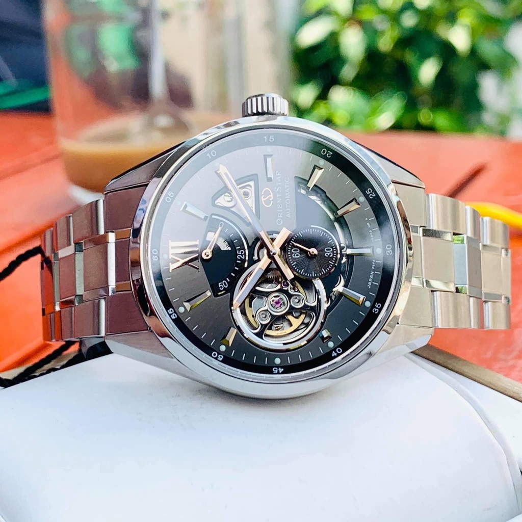 Đồng hồ Nam Orient Star RE-AV0004N00B Automatic Mặt đen,Hở tim,Báo cót-Máy cơ tự động-Dây kim loại cao cấp-Size 41mm