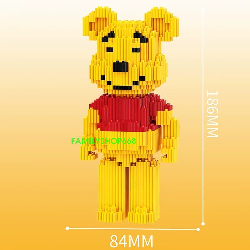 Đồ chơi xếp hình Gấu Bearbrick 19cm lắp ráp mô hình Hàng Đẹp bear brick