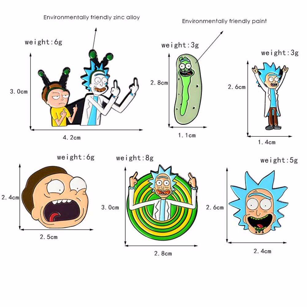 USNOW Huy Hiệu Cài Áo Hình Hoạt Hình Rick and Morty Dễ Thương