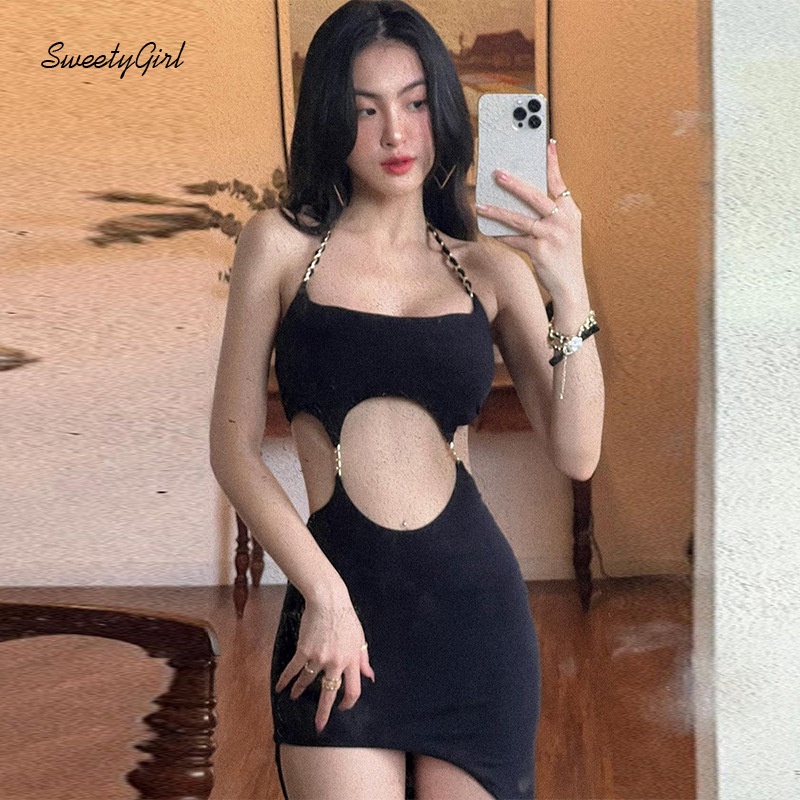 Đầm Mini Hai Dây Ôm Dáng Màu Trơn Thời Trang 2022 Gợi Cảm Cho Nữ