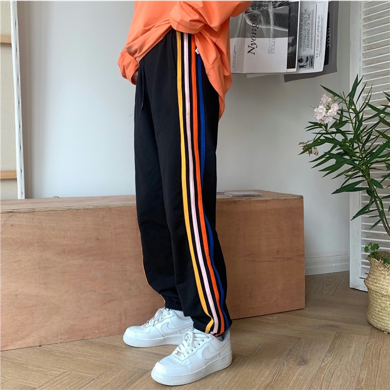 Quần ống rộng Họa Tiết Kẻ Sọc Đơn Giản Phong Cách Hàn Quốc