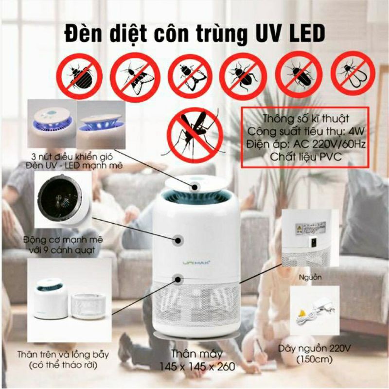 ĐÈN BẮT MUỖI BẰNG TIA UV BUGS-KILLER UNIMAX NỘI ĐỊA HÀN QUỐC - DIỆT MUỖI THÔNG MINH BẰNG TIA UV