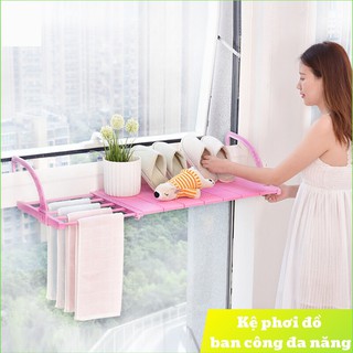 Kệ phơi đồ ban công Thu Gọn Thông Minh Tiết Kiệm Diện Tích, giá đỡ Thép Không Gỉ chịu lực 15kg