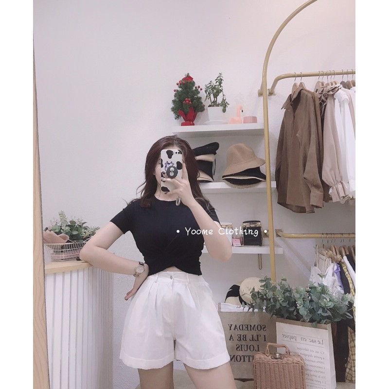 Áocroptop xoắn eo chất cottonzip dày dặn co giãn đa chiều cho nữ Yoomeclothing[ ẢNH THẬT SHOP CHỤP ]