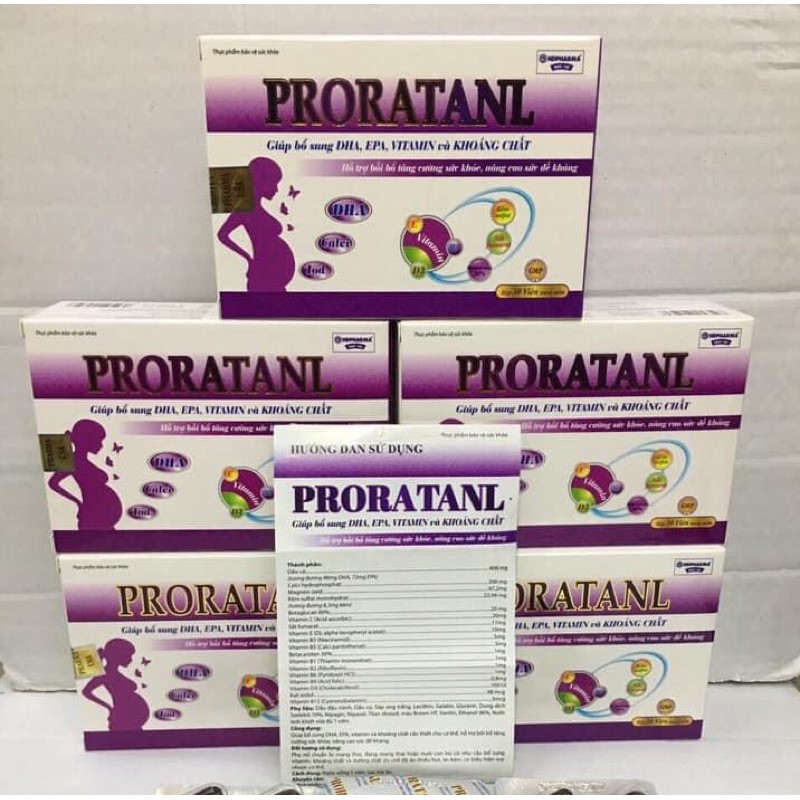 Viên bổ bà bầu Proratanl bổ sung sắt, acid folic, vitamin cho mọi phụ nữ mang thai và cho con bú 30 viên