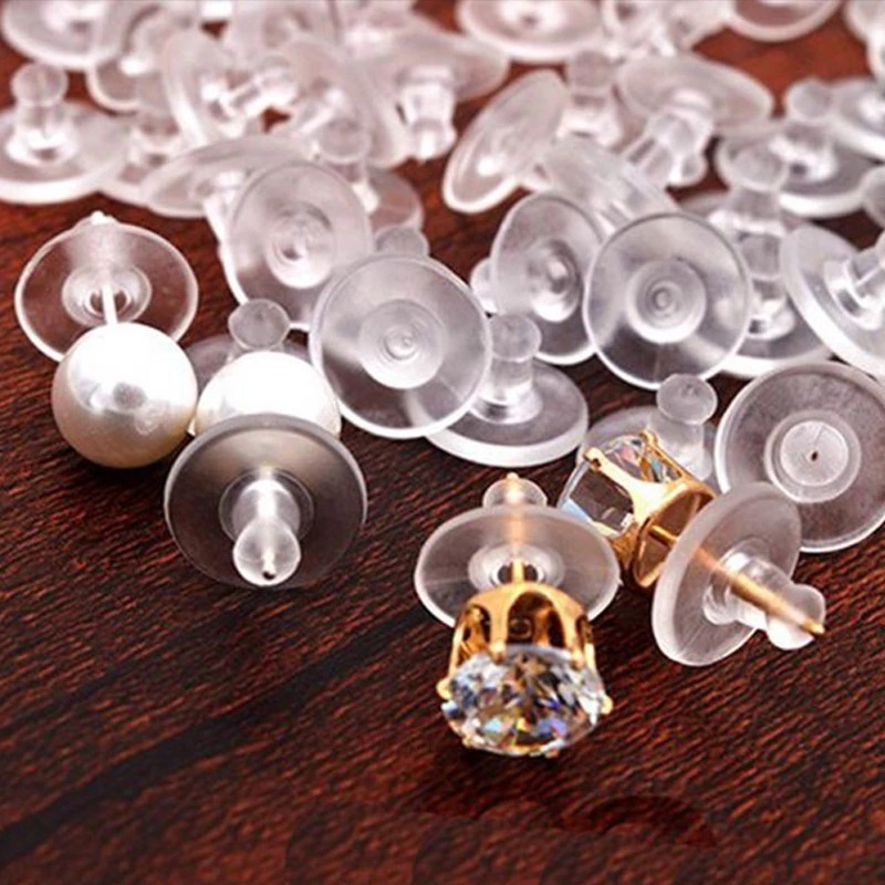 Set 100 Nút Chặn Bông Tai / Sau Lưng Hình Tròn Bằng Silicon DIY