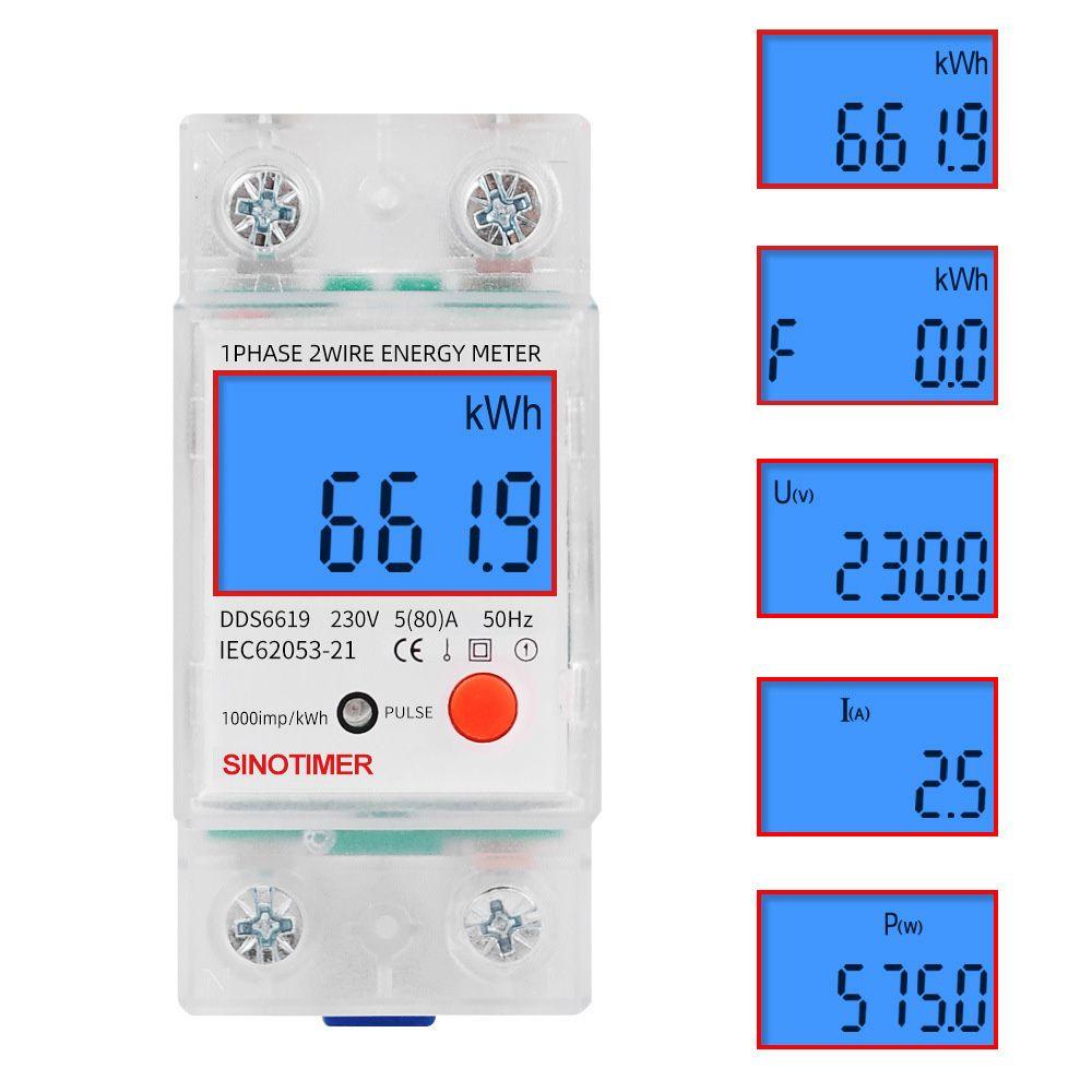 Đồng Hồ Đo Năng Lượng Điện Tử kWh Din Hiển Thị Màn Hình LCD