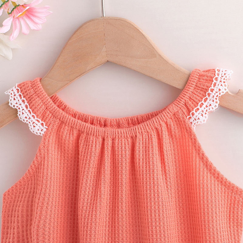 Body Hai Dây Màu Hồng Cho Bé Gái Sơ Sinh 0-24 Tháng,Bodysuit Liền Thân Áo Liền Quần Cho Bé trẻ em