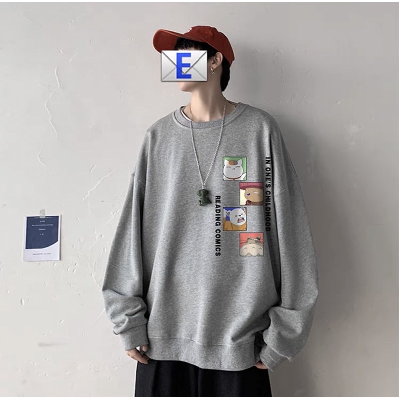 Áo Sweater Nỉ Bông Tay Dài Logo Unisex