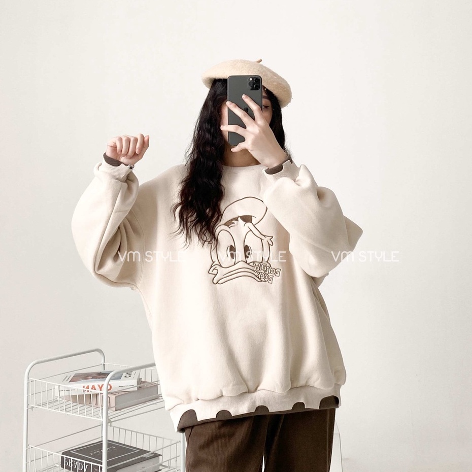 Áo nỉ Hoodie viền tay in hình chú vịt vạt áo cách điệu thời trang nữ Hàn Quốc FMstyle Saigon 21HU12GT0904 | BigBuy360 - bigbuy360.vn